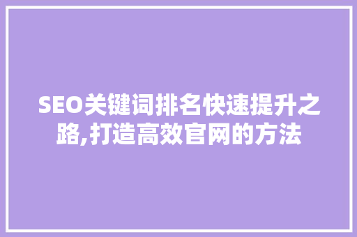 SEO关键词排名快速提升之路,打造高效官网的方法