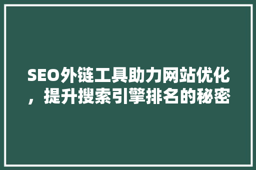 SEO外链工具助力网站优化，提升搜索引擎排名的秘密武器