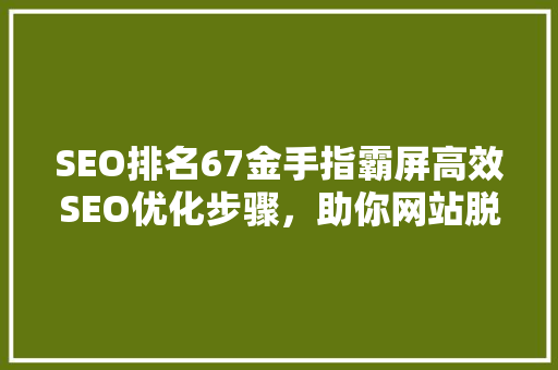 SEO排名67金手指霸屏高效SEO优化步骤，助你网站脱颖而出 农业常识