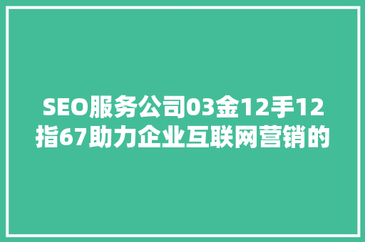 SEO服务公司03金12手12指67助力企业互联网营销的神秘力量
