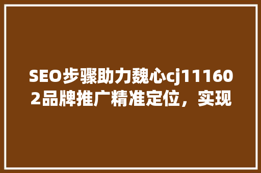 SEO步骤助力魏心cj111602品牌推广精准定位，实现品牌价值最大化