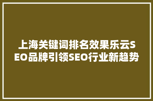 上海关键词排名效果乐云SEO品牌引领SEO行业新趋势