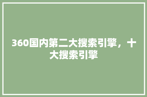 360国内第二大搜索引擎，十大搜索引擎 种植技巧