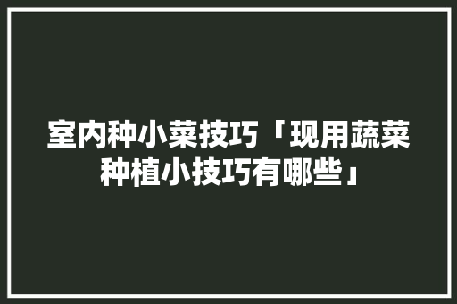 室内种小菜技巧「现用蔬菜种植小技巧有哪些」 室内种小菜技巧「现用蔬菜种植小技巧有哪些」 植物种类
