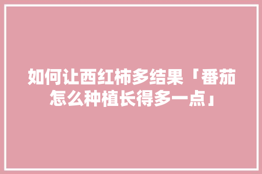 如何让西红柿多结果「番茄怎么种植长得多一点」 如何让西红柿多结果「番茄怎么种植长得多一点」 植物种类