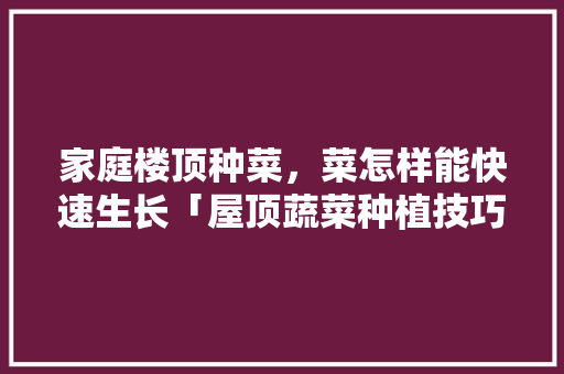 家庭楼顶种菜，菜怎样能快速生长「屋顶蔬菜种植技巧图解视频」 家庭楼顶种菜，菜怎样能快速生长「屋顶蔬菜种植技巧图解视频」 花朵知识