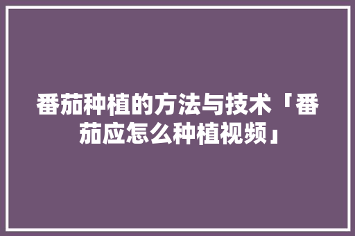 番茄种植的方法与技术「番茄应怎么种植视频」 番茄种植的方法与技术「番茄应怎么种植视频」 土壤施肥