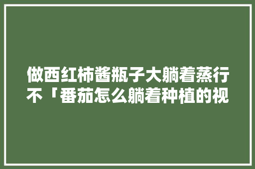 做西红柿酱瓶子大躺着蒸行不「番茄怎么躺着种植的视频」