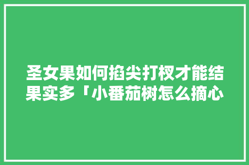 圣女果如何掐尖打杈才能结果实多「小番茄树怎么摘心种植视频」 圣女果如何掐尖打杈才能结果实多「小番茄树怎么摘心种植视频」 农业常识