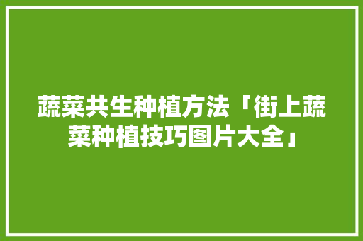 蔬菜共生种植方法「街上蔬菜种植技巧图片大全」 土壤施肥 蔬菜共生种植方法「街上蔬菜种植技巧图片大全」 蔬菜共生种植方法「街上蔬菜种植技巧图片大全」 土壤施肥