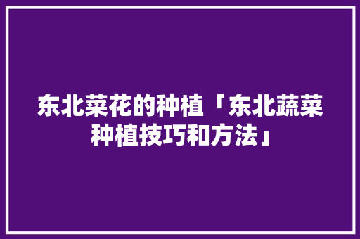 东北菜花的种植「东北蔬菜种植技巧和方法」 东北菜花的种植「东北蔬菜种植技巧和方法」 农业常识