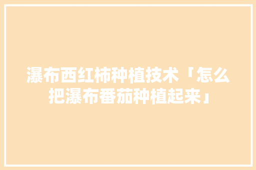 瀑布西红柿种植技术「怎么把瀑布番茄种植起来」 瀑布西红柿种植技术「怎么把瀑布番茄种植起来」 番茄种植技巧