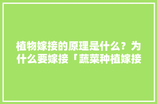 植物嫁接的原理是什么？为什么要嫁接「蔬菜种植嫁接技巧图解视频」 植物嫁接的原理是什么？为什么要嫁接「蔬菜种植嫁接技巧图解视频」 花朵知识