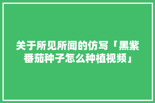 关于所见所闻的仿写「黑紫番茄种子怎么种植视频」