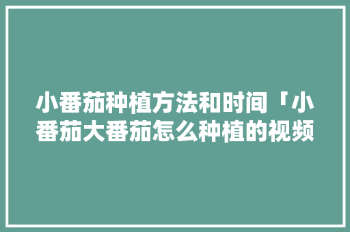 小番茄种植方法和时间「小番茄大番茄怎么种植的视频」 小番茄种植方法和时间「小番茄大番茄怎么种植的视频」 花朵知识