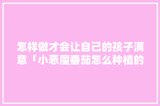 怎样做才会让自己的孩子满意「小恶魔番茄怎么种植的」 怎样做才会让自己的孩子满意「小恶魔番茄怎么种植的」 植物种类