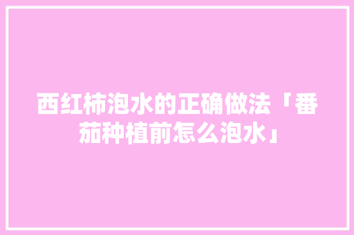 西红柿泡水的正确做法「番茄种植前怎么泡水」 西红柿泡水的正确做法「番茄种植前怎么泡水」 番茄病虫害防治