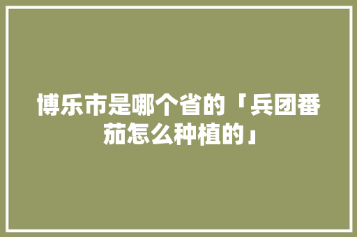 博乐市是哪个省的「兵团番茄怎么种植的」 博乐市是哪个省的「兵团番茄怎么种植的」 植物种类