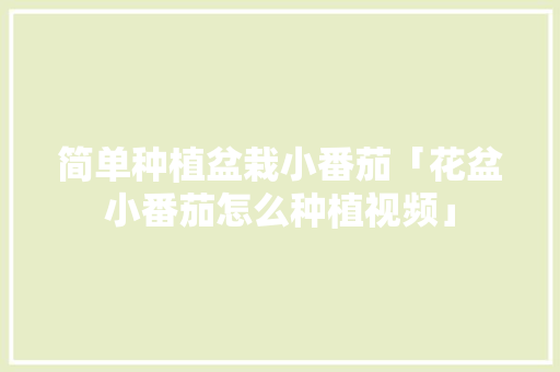 简单种植盆栽小番茄「花盆小番茄怎么种植视频」 简单种植盆栽小番茄「花盆小番茄怎么种植视频」 种植技巧