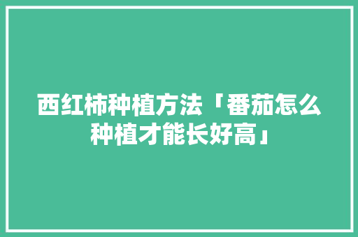 西红柿种植方法「番茄怎么种植才能长好高」 西红柿种植方法「番茄怎么种植才能长好高」 植物种类