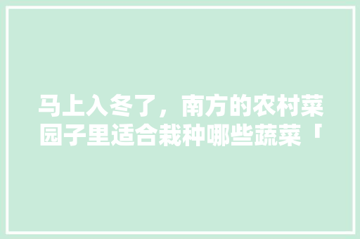 马上入冬了，南方的农村菜园子里适合栽种哪些蔬菜「矮脚番茄怎么种植的视频」 马上入冬了，南方的农村菜园子里适合栽种哪些蔬菜「矮脚番茄怎么种植的视频」 花朵知识