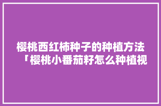樱桃西红柿种子的种植方法「樱桃小番茄籽怎么种植视频」 樱桃西红柿种子的种植方法「樱桃小番茄籽怎么种植视频」 种植技巧