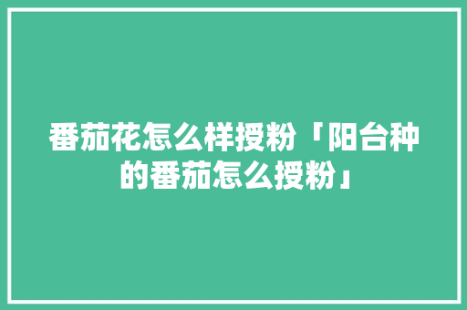 番茄花怎么样授粉「阳台种的番茄怎么授粉」 番茄花怎么样授粉「阳台种的番茄怎么授粉」 植物种类