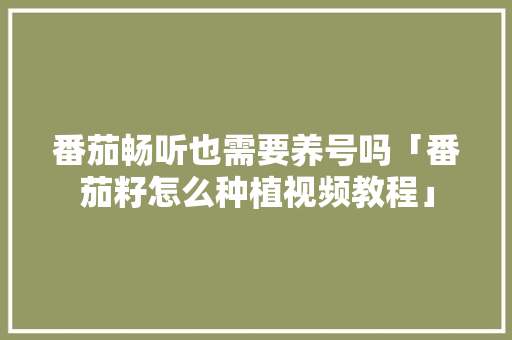 番茄畅听也需要养号吗「番茄籽怎么种植视频教程」 番茄畅听也需要养号吗「番茄籽怎么种植视频教程」 土壤施肥