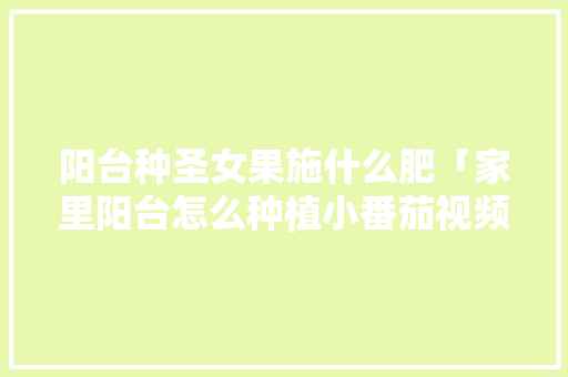 阳台种圣女果施什么肥「家里阳台怎么种植小番茄视频」 阳台种圣女果施什么肥「家里阳台怎么种植小番茄视频」 农业常识