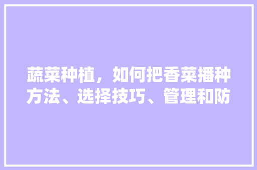 蔬菜种植，如何把香菜播种方法、选择技巧、管理和防治病虫做好呢「儿童蔬菜种植技巧图解法大全」 蔬菜种植，如何把香菜播种方法、选择技巧、管理和防治病虫做好呢「儿童蔬菜种植技巧图解法大全」 番茄病虫害防治