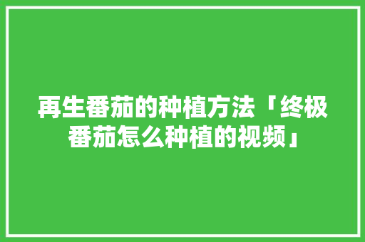 再生番茄的种植方法「终极番茄怎么种植的视频」 再生番茄的种植方法「终极番茄怎么种植的视频」 土壤施肥