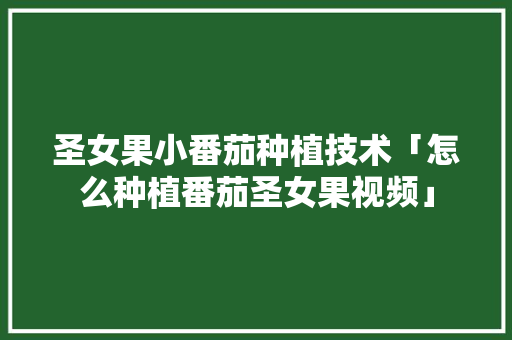 圣女果小番茄种植技术「怎么种植番茄圣女果视频」 土壤施肥 圣女果小番茄种植技术「怎么种植番茄圣女果视频」 圣女果小番茄种植技术「怎么种植番茄圣女果视频」 土壤施肥