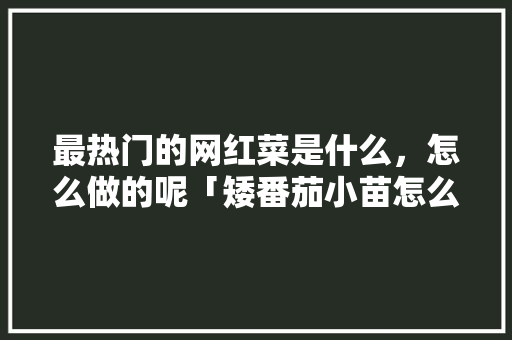 最热门的网红菜是什么，怎么做的呢「矮番茄小苗怎么种植视频教程」