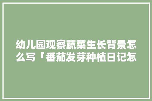 幼儿园观察蔬菜生长背景怎么写「番茄发芽种植日记怎么写三年级」