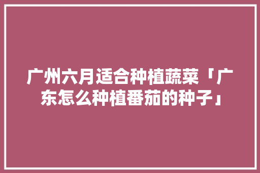 广州六月适合种植蔬菜「广东怎么种植番茄的种子」 广州六月适合种植蔬菜「广东怎么种植番茄的种子」 番茄种植技巧
