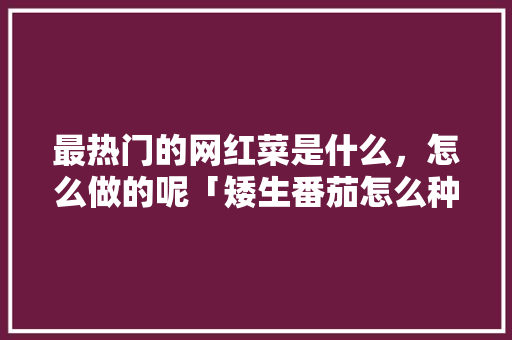 最热门的网红菜是什么，怎么做的呢「矮生番茄怎么种植视频教程」
