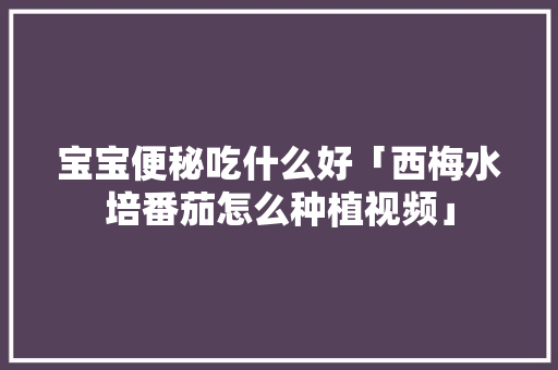 宝宝便秘吃什么好「西梅水培番茄怎么种植视频」