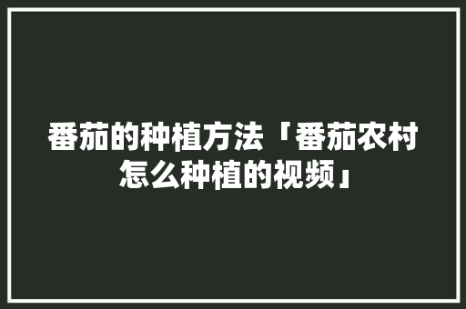 番茄的种植方法「番茄农村怎么种植的视频」 番茄的种植方法「番茄农村怎么种植的视频」 植物种类