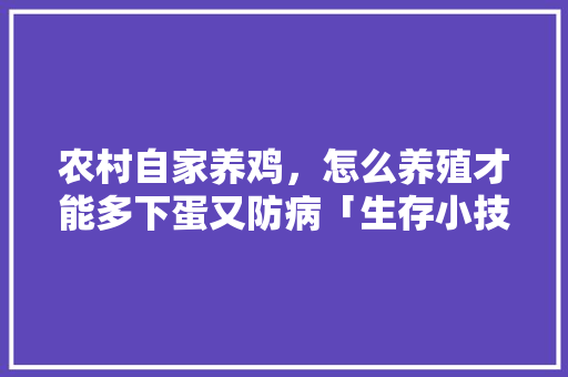 农村自家养鸡，怎么养殖才能多下蛋又防病「生存小技巧蔬菜种植视频教程」 农村自家养鸡，怎么养殖才能多下蛋又防病「生存小技巧蔬菜种植视频教程」 土壤施肥