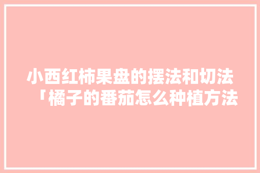 小西红柿果盘的摆法和切法「橘子的番茄怎么种植方法视频」
