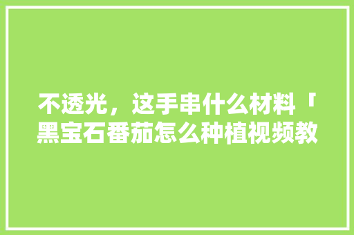 不透光，这手串什么材料「黑宝石番茄怎么种植视频教程」