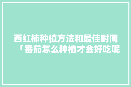 西红柿种植方法和最佳时间「番茄怎么种植才会好吃呢」 西红柿种植方法和最佳时间「番茄怎么种植才会好吃呢」 番茄种植技巧