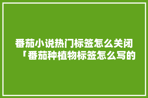 番茄小说热门标签怎么关闭「番茄种植物标签怎么写的」