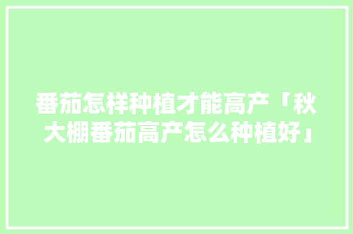番茄怎样种植才能高产「秋大棚番茄高产怎么种植好」 植物种类 番茄怎样种植才能高产「秋大棚番茄高产怎么种植好」 番茄怎样种植才能高产「秋大棚番茄高产怎么种植好」 植物种类