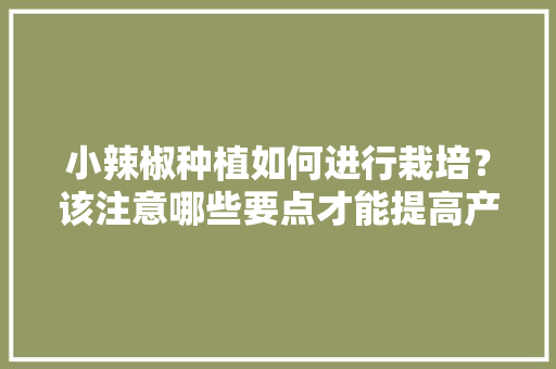 小辣椒种植如何进行栽培？该注意哪些要点才能提高产量「番茄豆怎么种植方法图解视频」 小辣椒种植如何进行栽培？该注意哪些要点才能提高产量「番茄豆怎么种植方法图解视频」 农业常识