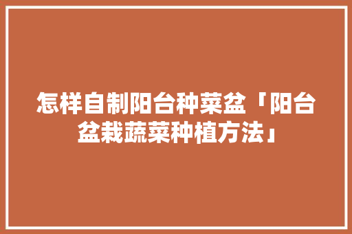 怎样自制阳台种菜盆「阳台盆栽蔬菜种植方法」 怎样自制阳台种菜盆「阳台盆栽蔬菜种植方法」 种植技巧