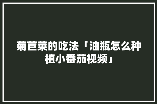 菊苣菜的吃法「油瓶怎么种植小番茄视频」 菊苣菜的吃法「油瓶怎么种植小番茄视频」 农业常识