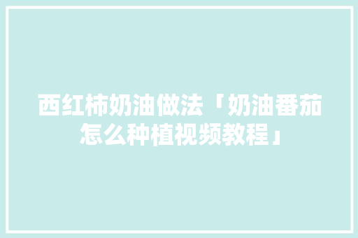 西红柿奶油做法「奶油番茄怎么种植视频教程」 西红柿奶油做法「奶油番茄怎么种植视频教程」 番茄种植技巧