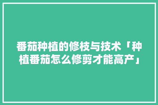 番茄种植的修枝与技术「种植番茄怎么修剪才能高产」 番茄种植的修枝与技术「种植番茄怎么修剪才能高产」 番茄病虫害防治