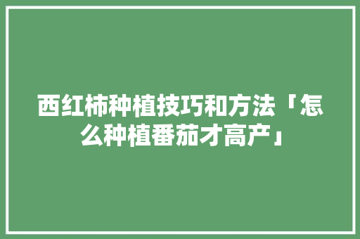 西红柿种植技巧和方法「怎么种植番茄才高产」 农业常识 西红柿种植技巧和方法「怎么种植番茄才高产」 西红柿种植技巧和方法「怎么种植番茄才高产」 农业常识